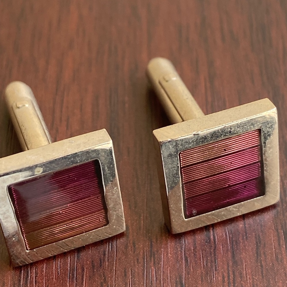 Satya Paul Burgundy Stripe cuff links - Picture 1 of 4
